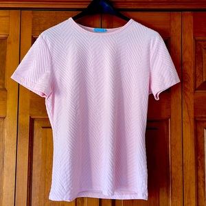 J. McLaughlin Catalina Cloth Short Sleeve Textured Light Pink Top XL